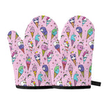 Girly Unicorn Ice Cream Pattern Print Oven Mitts