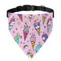 Girly Unicorn Ice Cream Pattern Print Over The Collar Dog Bandana