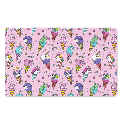 Girly Unicorn Ice Cream Pattern Print Polyester Doormat