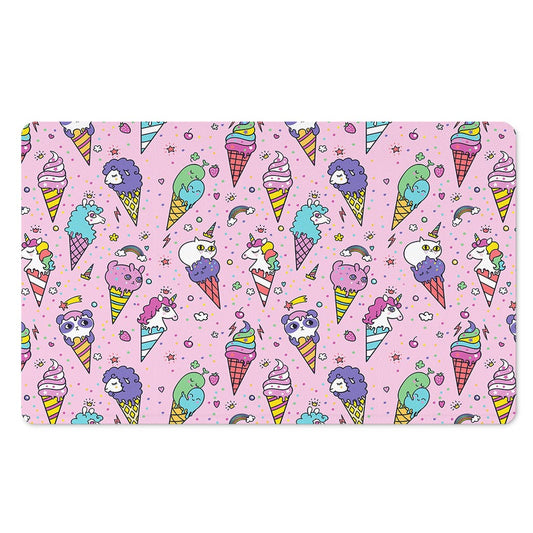 Girly Unicorn Ice Cream Pattern Print Polyester Doormat