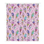 Girly Unicorn Ice Cream Pattern Print Polyester Shower Curtain