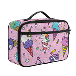 Girly Unicorn Ice Cream Pattern Print Portable Lunch Bag