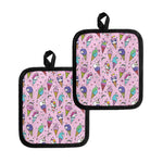 Girly Unicorn Ice Cream Pattern Print Pot Holders