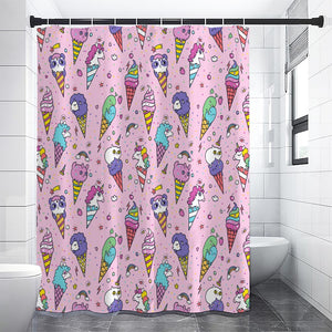 Girly Unicorn Ice Cream Pattern Print Premium Shower Curtain