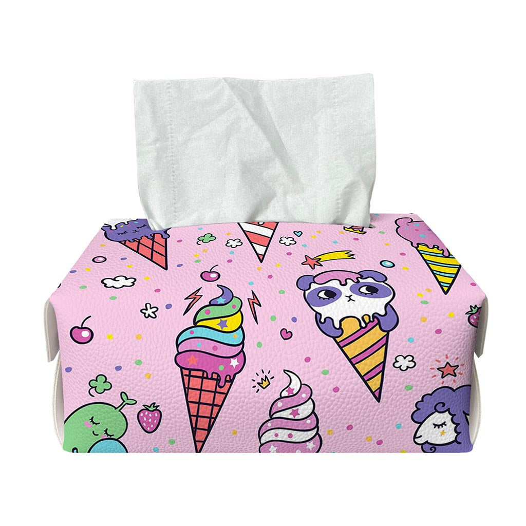 Girly Unicorn Ice Cream Pattern Print Rectangle Tissue Box Cover