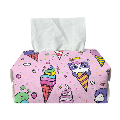 Girly Unicorn Ice Cream Pattern Print Rectangle Tissue Box Cover
