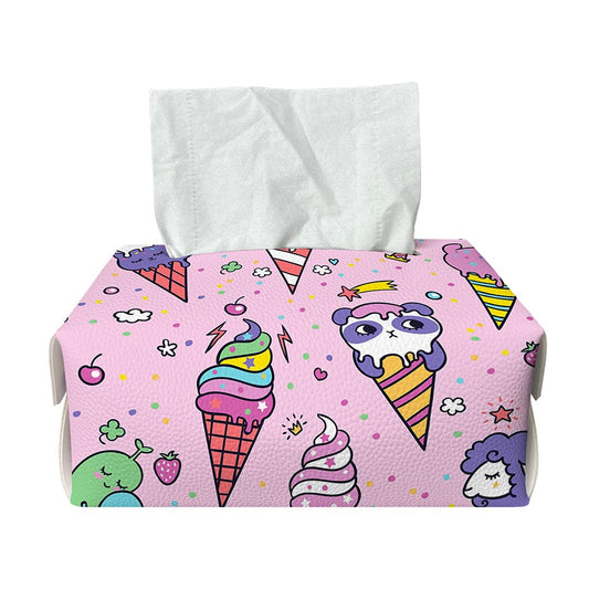 Girly Unicorn Ice Cream Pattern Print Rectangle Tissue Box Cover