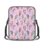Girly Unicorn Ice Cream Pattern Print Rectangular Crossbody Bag
