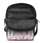 Girly Unicorn Ice Cream Pattern Print Rectangular Crossbody Bag