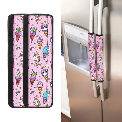 Girly Unicorn Ice Cream Pattern Print Refrigerator Handle Covers
