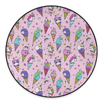 Girly Unicorn Ice Cream Pattern Print Round Floor Mat