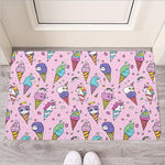 Girly Unicorn Ice Cream Pattern Print Rubber Doormat