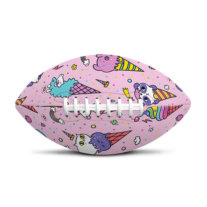 Girly Unicorn Ice Cream Pattern Print Rugby Ball