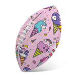 Girly Unicorn Ice Cream Pattern Print Rugby Ball