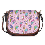 Girly Unicorn Ice Cream Pattern Print Saddle Bag