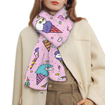 Girly Unicorn Ice Cream Pattern Print Scarf