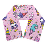 Girly Unicorn Ice Cream Pattern Print Scarf