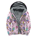 Girly Unicorn Ice Cream Pattern Print Sherpa Lined Zip Up Hoodie