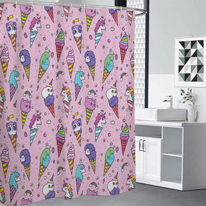 Girly Unicorn Ice Cream Pattern Print Shower Curtain