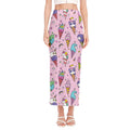 Girly Unicorn Ice Cream Pattern Print Side Slit Maxi Skirt