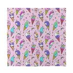 Girly Unicorn Ice Cream Pattern Print Silk Bandana