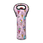 Girly Unicorn Ice Cream Pattern Print Single Neoprene Wine Tote