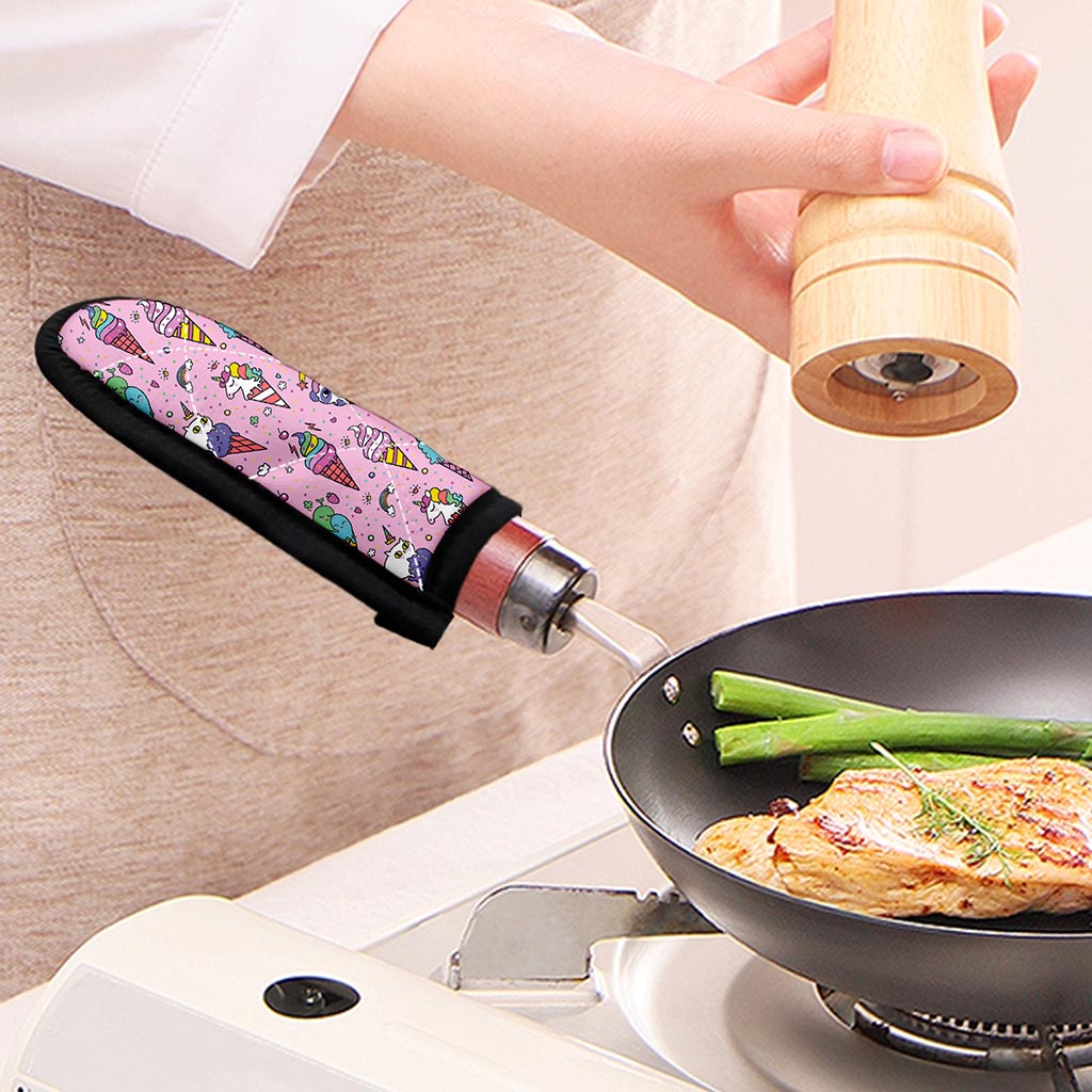 Girly Unicorn Ice Cream Pattern Print Skillet Handle Cover