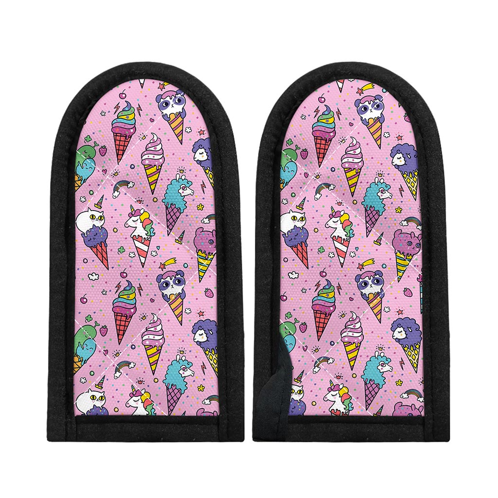 Girly Unicorn Ice Cream Pattern Print Skillet Handle Cover