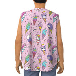 Girly Unicorn Ice Cream Pattern Print Sleeveless Baseball Jersey