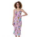 Girly Unicorn Ice Cream Pattern Print Slim Fit Midi Cami Dress
