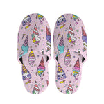 Girly Unicorn Ice Cream Pattern Print Slippers