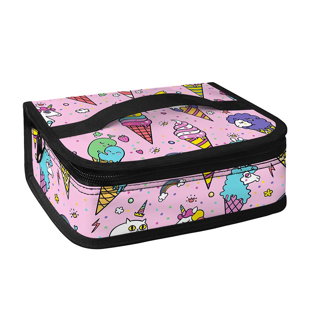 Girly Unicorn Ice Cream Pattern Print Small Lunch Bag