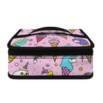 Girly Unicorn Ice Cream Pattern Print Small Lunch Bag