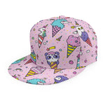 Girly Unicorn Ice Cream Pattern Print Snapback Cap