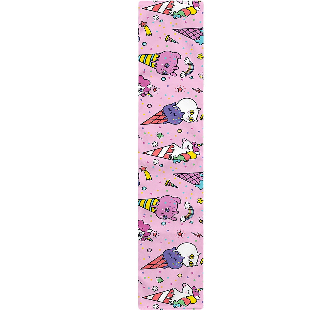 Girly Unicorn Ice Cream Pattern Print Table Runner
