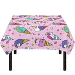 Girly Unicorn Ice Cream Pattern Print Tablecloth