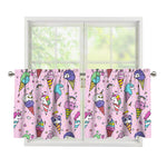 Girly Unicorn Ice Cream Pattern Print Tier Curtains