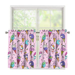 Girly Unicorn Ice Cream Pattern Print Tier Curtains