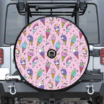 Girly Unicorn Ice Cream Pattern Print Tire Cover With Camera Hole