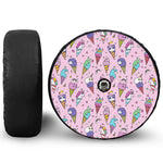 Girly Unicorn Ice Cream Pattern Print Tire Cover With Camera Hole
