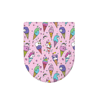 Girly Unicorn Ice Cream Pattern Print Toilet Lid Cover