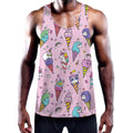 Girly Unicorn Ice Cream Pattern Print Men's Workout Tank Top