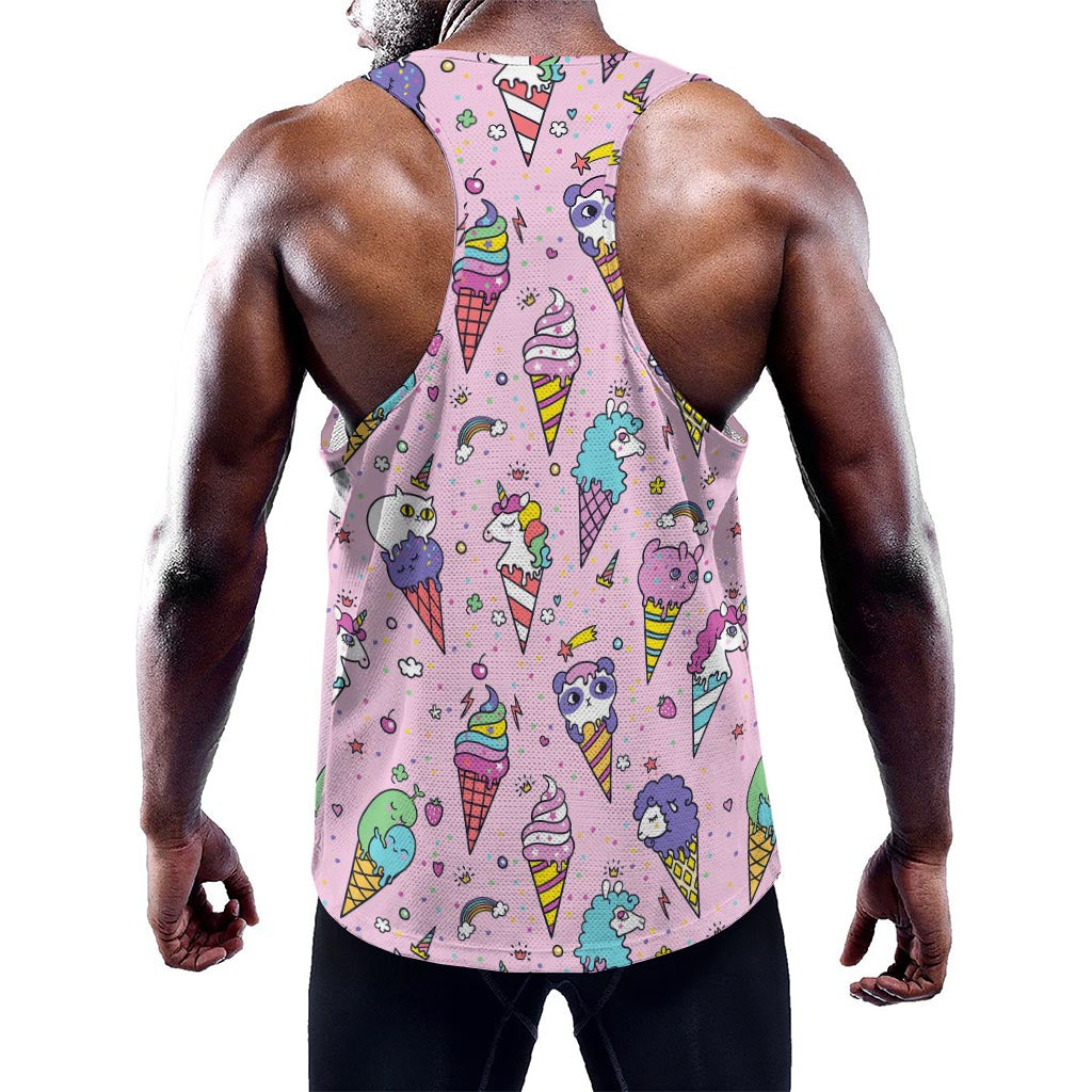 Girly Unicorn Ice Cream Pattern Print Training Tank Top