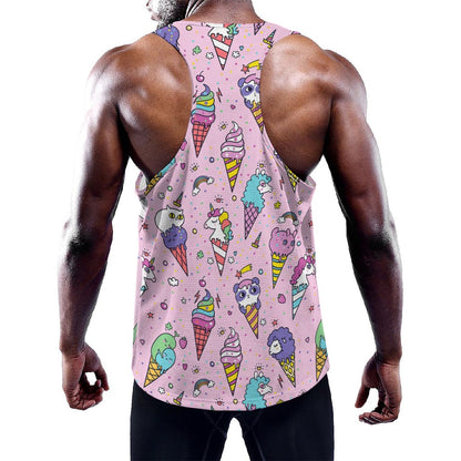 Girly Unicorn Ice Cream Pattern Print Training Tank Top