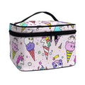Girly Unicorn Ice Cream Pattern Print Travel Makeup Bag