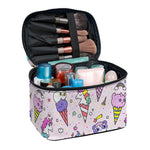 Girly Unicorn Ice Cream Pattern Print Travel Makeup Bag