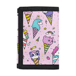 Girly Unicorn Ice Cream Pattern Print Trifold Wallet
