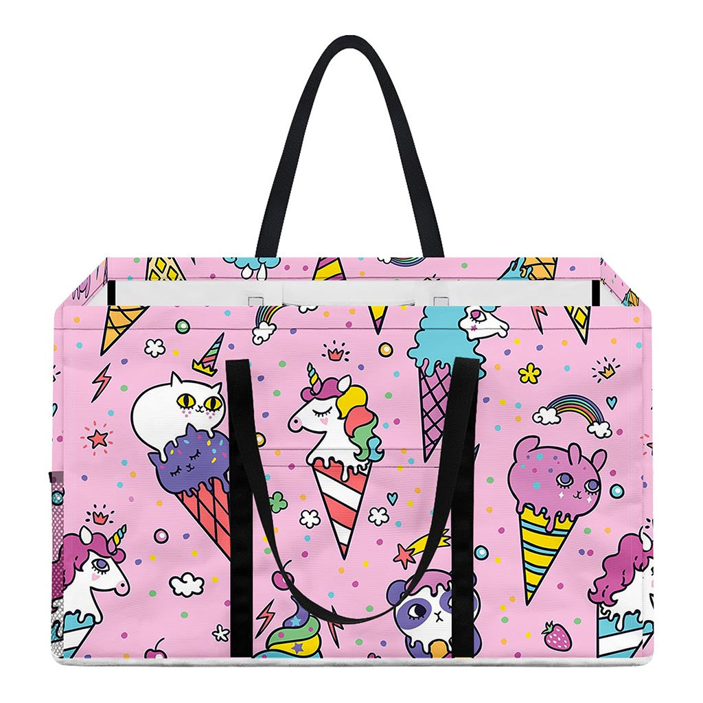 Girly Unicorn Ice Cream Pattern Print Utility Tote Bag