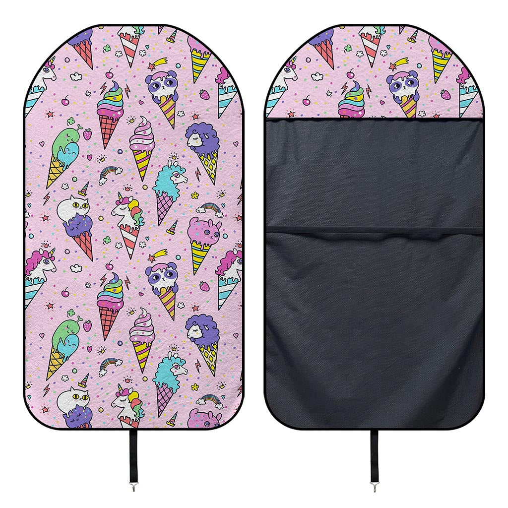 Girly Unicorn Ice Cream Pattern Print Waterproof Car Seat Cover