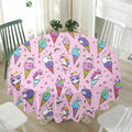 Girly Unicorn Ice Cream Pattern Print Waterproof Round Tablecloth